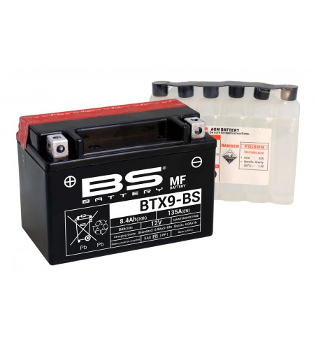 BATTERIE BS BTX9S-BS SANS ENTRETIEN PACK ACIDE