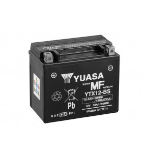 BATTERIE YUASA YTX12-BS SANS ENTRETIEN LIVREE AVEC