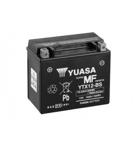 BATTERIE YUASA YTX12-BS SANS ENTRETIEN LIVREE AVEC