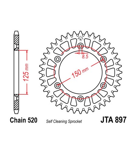 COURONNE ALU 48 DENTS POUR EXC125 1991-98 ET FC350