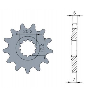 Pignon TECNIUM 12 dents acier pas 420 type 1120 moteurs AM6