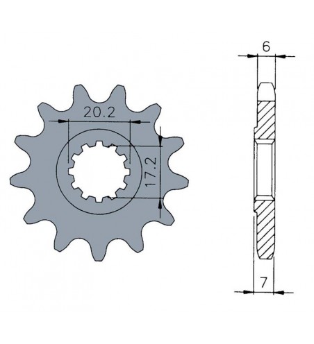 Pignon TECNIUM 12 dents acier pas 420 type 1120 moteurs AM6