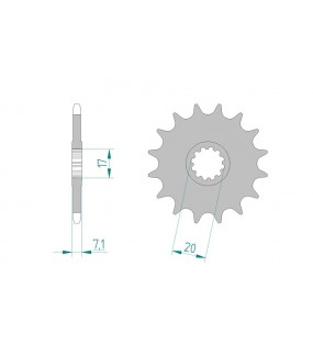 Pignon AFAM 13 dents acier standard pas 420 type 94119 AM6