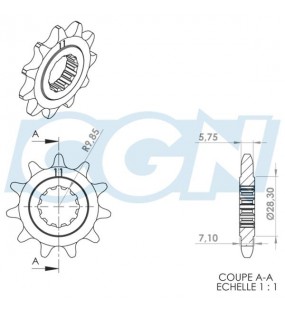 PIGNON MOTO A11 TEKNIX ADAPTABLE AM6 420 11 DENTS