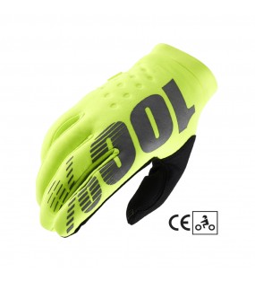 GANTS 100% BRISKER JAUNE FLUO HOMOLOGUE ROUTE