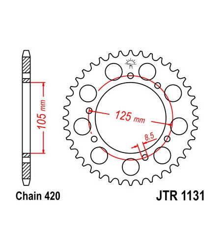 COURONNE ACIER 53 DENTS DERBI GILERA RIEJU MRT