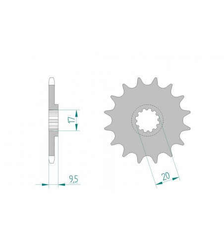 PIGNON AFAM 14 DENTS ACIER ANTI-BOUE PAS DE 420