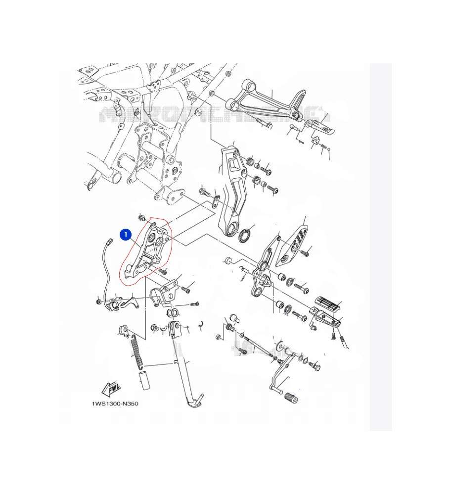 ADPTATEUR DE SUPPORT DE REPOSE PIED MT-07 2016-2017