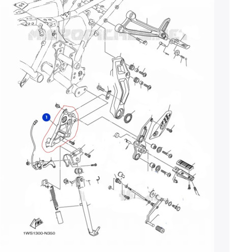 ADPTATEUR DE SUPPORT DE REPOSE PIED MT-07 2016-2017
