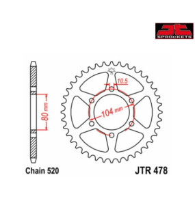 COURONNE JT SPROCKETS ACIER STANDARD 478 KAWASAKI