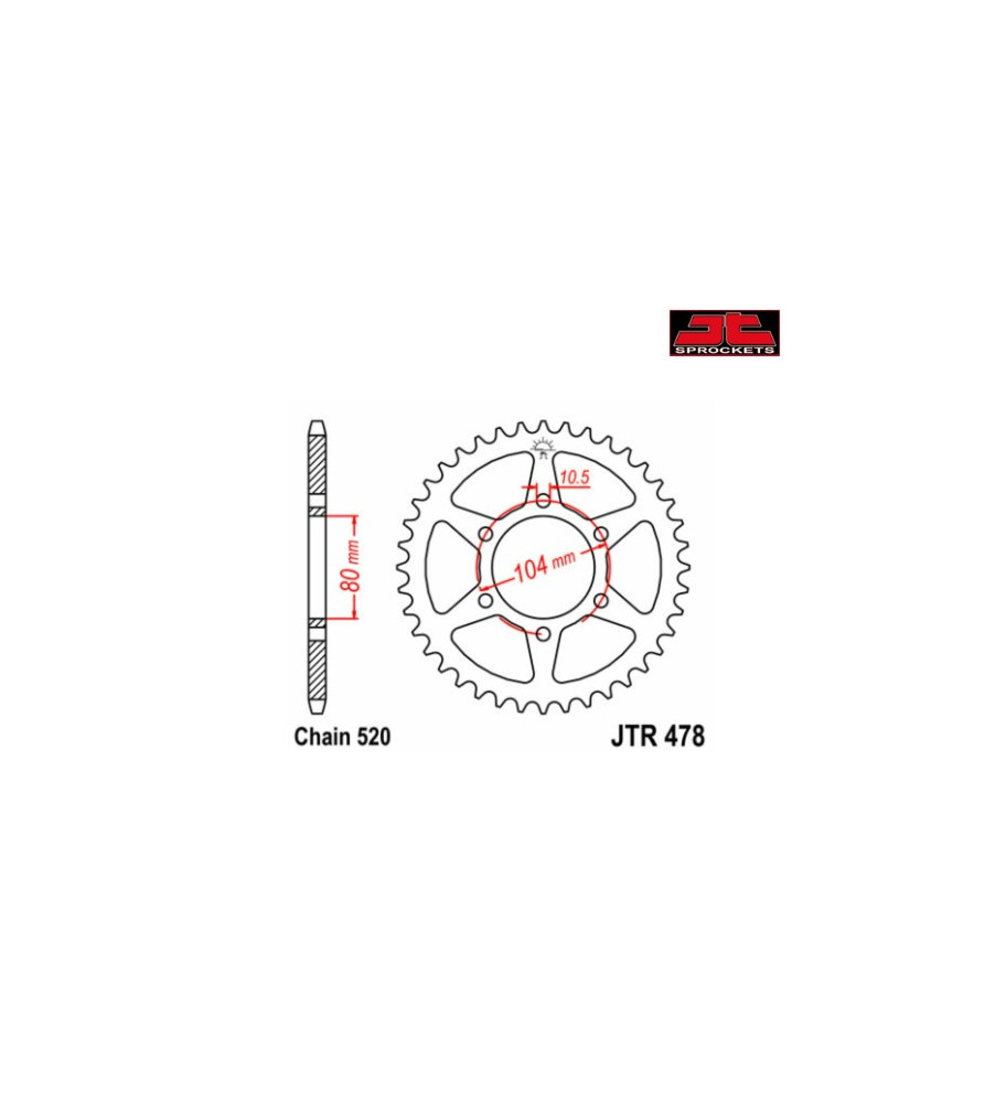 COURONNE JT SPROCKETS ACIER STANDARD 478 KAWASAKI