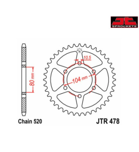 COURONNE JT SPROCKETS ACIER STANDARD 478 KAWASAKI